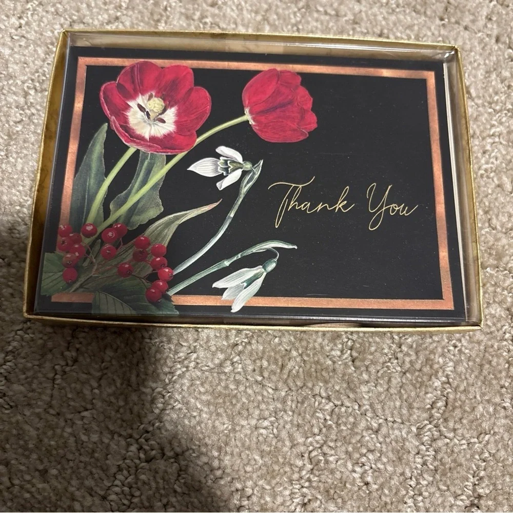 Caspari Thank You Notes & Envelopes Winter Arrangement - 8 Pack